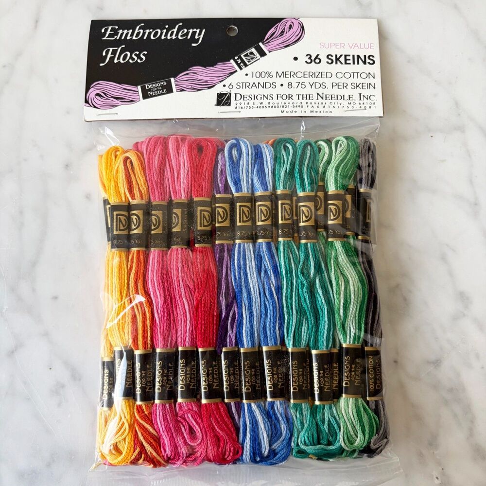 Designs for the Needle Embroidery Floss 36 Skeins Variegated 100% Cotton